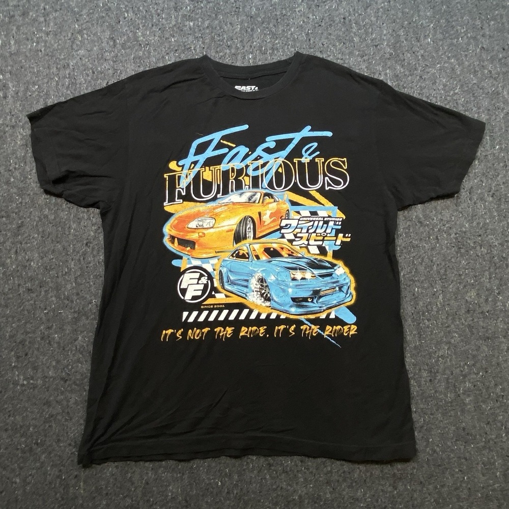 Y2K Fast And The Furious Sports Cars Racing Tokyo Drift Black Shirt Sz L Graphic